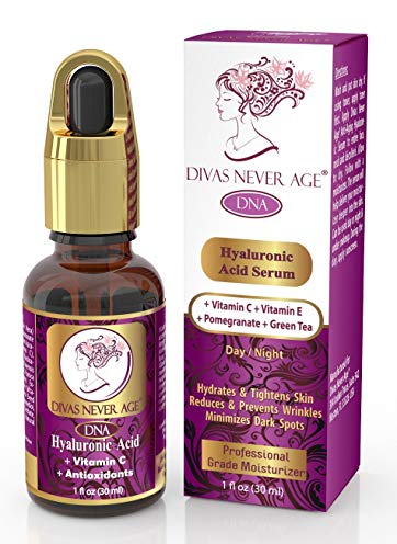 MOST AWARDED & DERMATOLOGIST RECOMMENDED. Divas Never Age Hyaluronic Acid Serum with Vitamin C, Vitamin E, Pomegranate & Green Tea Extracts delivers the most effective anti-aging serum on the market