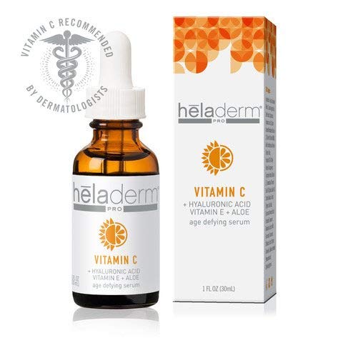 Advanced Vitamin C Serum with Hyaluronic Acid, Vitamin E, and Aloe. Natural Anti-Aging Anti-Wrinkle Facial Serum, Restore & Boost Collagen, Moisturizer, Organic, Heladerm 1 fl. Oz