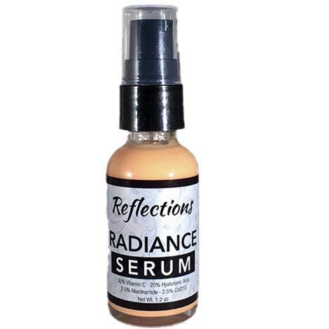 Radiance Serum with 20% hydrating Hyaluronic Acid, 20% brightening Vitamin C, 2.5% powerful antioxidants Niacinamide and Coenzyme Q10. Anti-aging and firming.