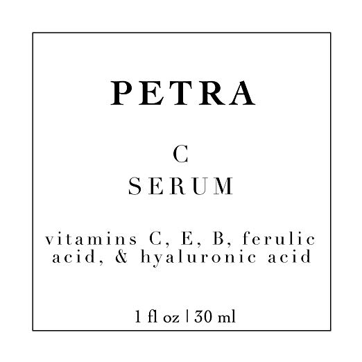 PETRADERMA C Serum | Professional Grade Vitamin C Serum | 20% L-Ascorbic Acid W/Ferulic & Hyaluronic Acid | Contains Vitamins E & B | All Natural Organic Anti-Aging Vitamin C Hydrating Face Serum