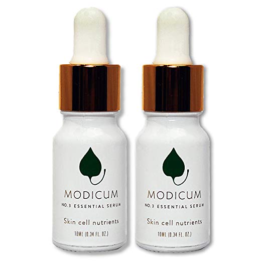 Modicum Skincare Essential Serum/Nourishing Essential Serum/100% natural, plant-based, organic facial moisturizer for all skin types/push pump bottle (2 pack - 10ml)