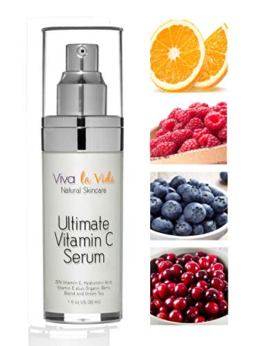 Viva la Vida Natural Vitamin C Serum With Hyaluronic Acid Best Organic Anti Aging Face Treatment for Timeless Skin For Men and Women and All Skin Types