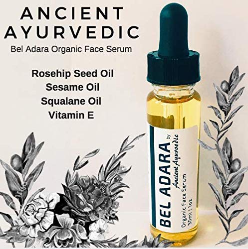 Rosehip Oil, Vitamin E, Squalane, Sesame Oil, Anti-aging, Moisturizing, Hydrating, Acne Scares Diminish, Omega 3 and 6, Vitamin C, B, A, and D - Bel Adara Organic Face Serum by Ancient Ayurvedic