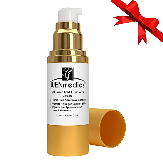 WENmedics Hyaluronic Acid Serum for Face By Anti-Aging Wrinkle Serum Moisturizer with Vit C,E CoQ10 & Peptides|For Radiant Youthful Skin|Fragrance Free - No Flaky Patches, Dryness or Irritation|1oz