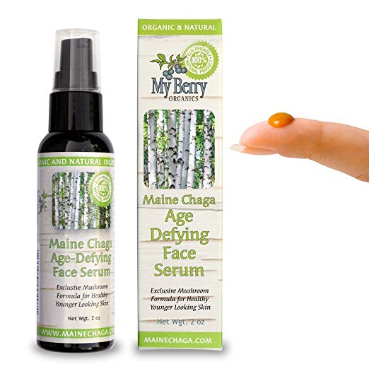 Maine Chaga Age-Defying Face Serum, Helps Smooth Fine Lines & Wrinkles, 2 Oz. Value Size, Keeps Skin Healthy