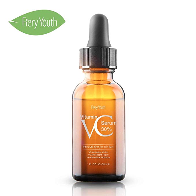 Fiery Youth Vitamin C Serum 30% with Hyaluronic Acid and VIT E - Natural & Organic Anti Wrinkle Vitamin C Serum for Face Eyes - Anti Aging Facial Serum