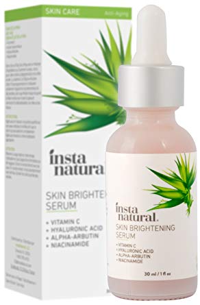 Skin Brightening Serum with Vitamin C - Advanced Antioxidant Serum for Firming Wrinkles, Fine Lines - Lightening Dark Spots, Hyperpigmentation - With Hyaluronic and Niacinamide - InstaNatural - 1 OZ