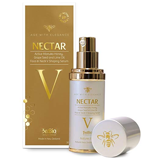 Nectar V Facial Serum 1oz w/ Active UMF 16+ NZ Manuka Honey - Lift, Tighten & Firm Face & Neck Naturally - BeeBio New Zealand