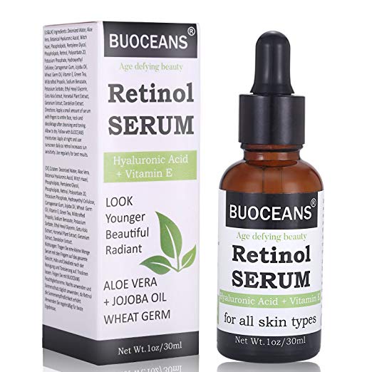 Retinol Serum, Hyaluronic Acid Serum, Professional Anti Aging Face Serum, Anti-Wrinkle, Reduce Fine Lines Redness, Works Best with Vitamin E, Hyaluronic Acid, Jojoba Oil 1oz