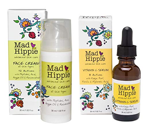 Mad Hippie Face Cream and Vitamin C Serum Bundle With Acai, Vitamin C and Argan Oil, 1.02 fl. oz. Each