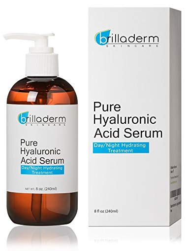 Brilladerm Skincare Pure Hyaluronic Acid Serum Anti Aging and Wrinkle Formula - Plump, Hydrate and Moisturize, 8 oz