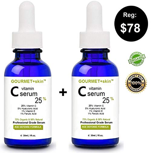 Best Brightening Vitamin C Serum for Face: Amazing Organic Anti Aging Serum with 25% Vitamin CE+ Ferulic Acid Serum with Hyaluronic Acid (Professional Grade CE Ferulic Serum)