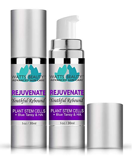 Watts Beauty Rejuvenate Youthful Rebound Wrinkle Serum for Face with Renewing Plant Stem Cells, Amazing Boost Hyaluronic Acid, Super Antioxidant Astaxanthin and Skin Restoring Niacinamide (2oz)