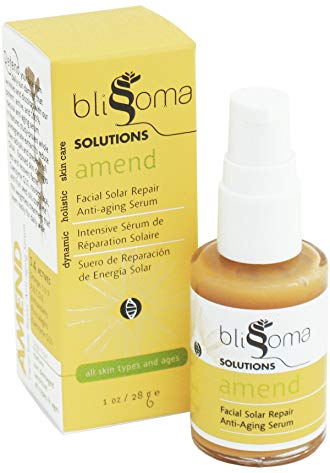 Blissoma Solutions natural skincare Amend Facial Solar Repair Anti-Aging Serum organic sun damage serum for sensitive and all skin types, -1 Oz, 30 ml