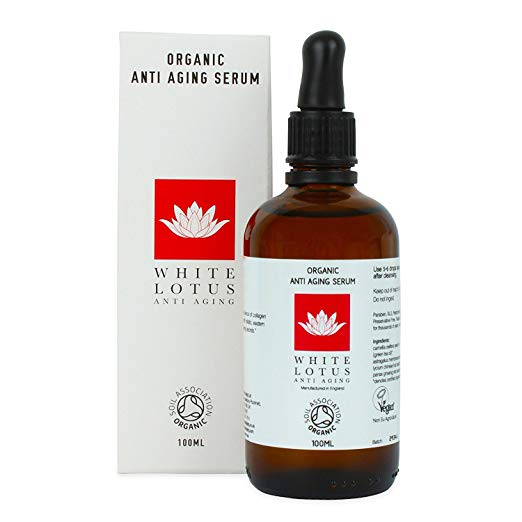 White Lotus- Organic Anti Aging Serum- Green Tea Oil, Proven Scientifically to Rejuvenate Skin Cells- Non-oily, High in Antioxidants & Vitamin C- Perfect Anti Ageing Serum 100mL