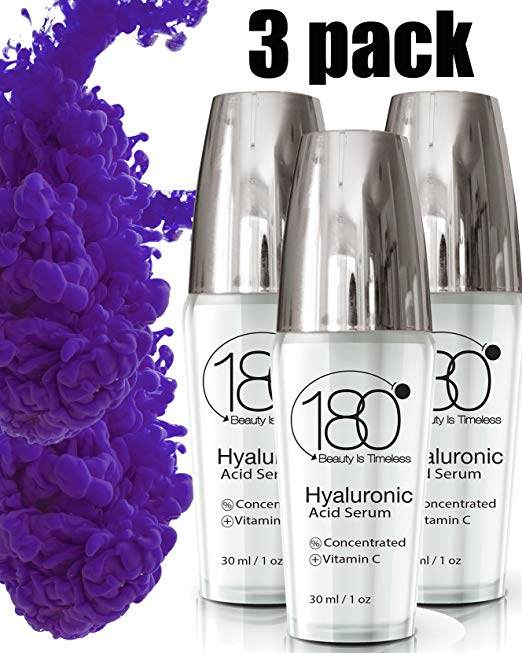 Pack Of 3 - Hyaluronic Acid Serum for Face - 180 Cosmetics - Face Lift Skin Serum for Face and Eyes - Pure Hyaluronic Acid - Hydrating Serum - Anti Aging - Anti Wrinkle - Wrinkles and Fine Lines