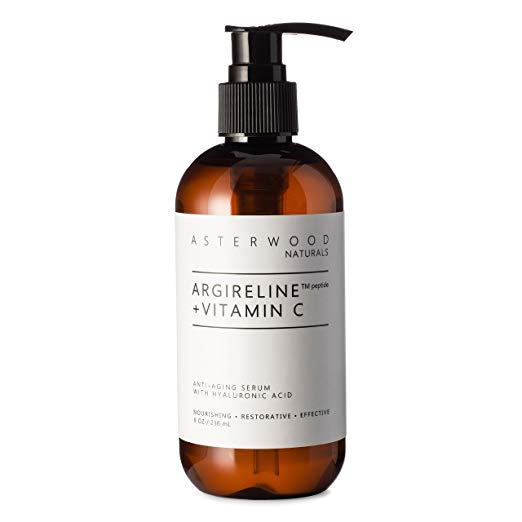 ARGIRELINE Peptide + Vitamin C 8 oz Serum with Organic Hyaluronic Acid - Anti Aging, Amazing Sun Damage Repair & Botox Alternative - ASTERWOOD NATURALS - Pump Bottle